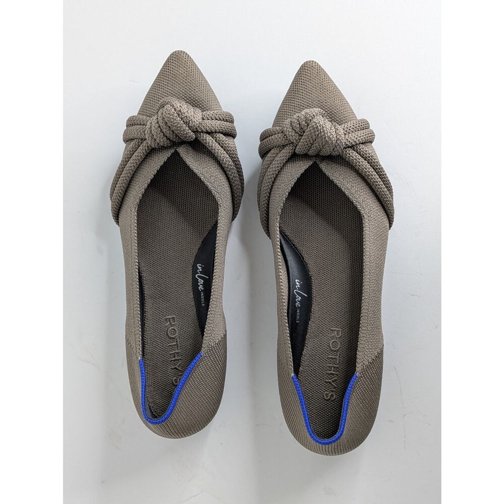 Rothy's The Point II Knot Flats 7.5 Tan Brown Pointed Toe Slip On Washable - Picture 13 of 13